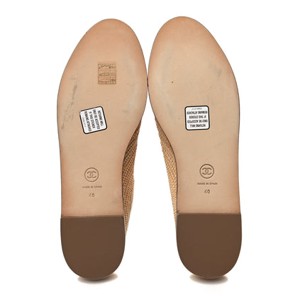 Chanel Raffia Patent Calfskin CC Espadrilles 40 Beige White Red 5 of 8
