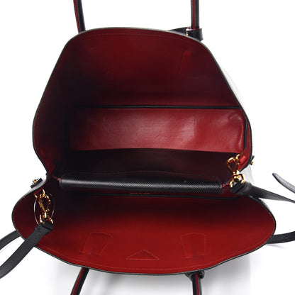 Prada Saffiano Cuir Large Double Bag Black Fuoco 6 of 15