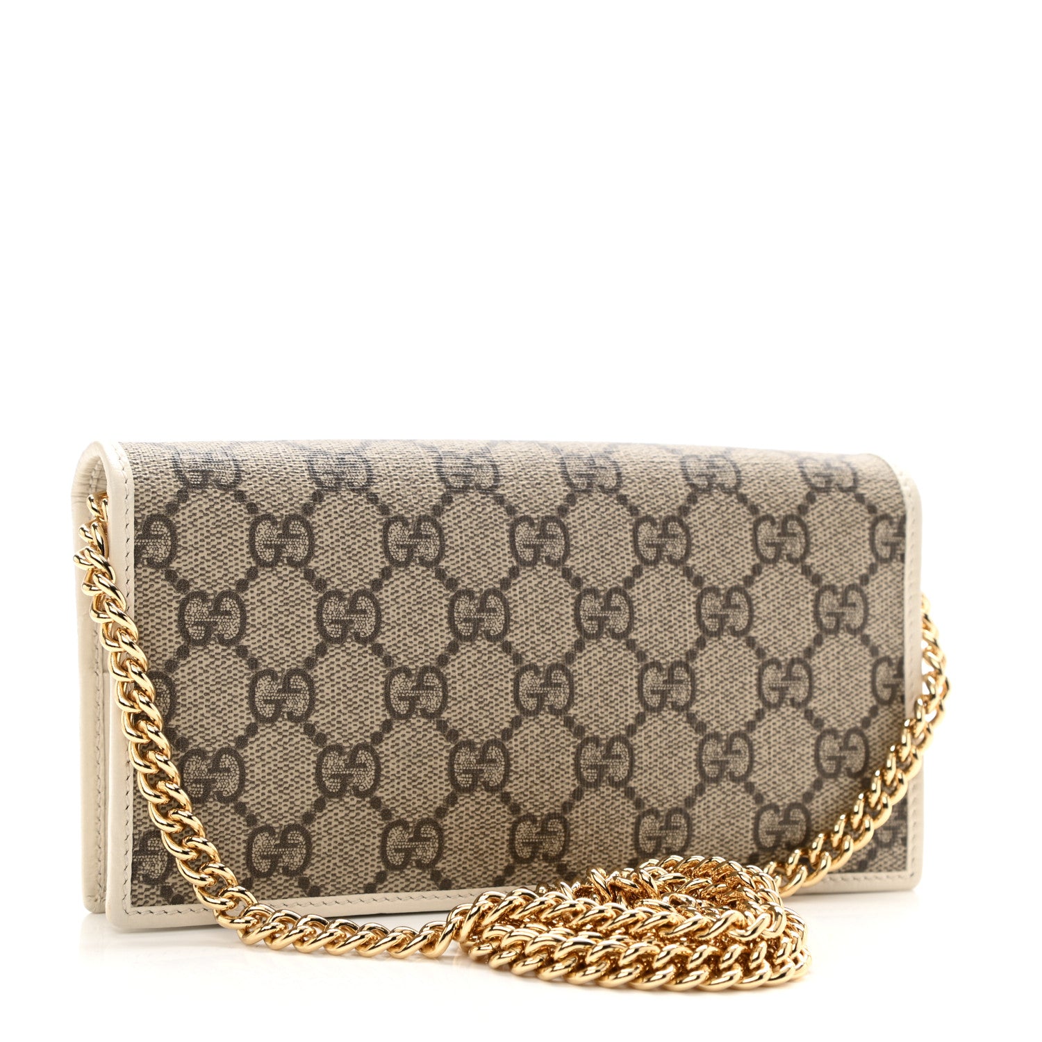 Gucci GG Supreme Monogram Azalea Calfskin Horsebit 1955 Wallet On Chain Beige Ebony Mystic White 3 of 10
