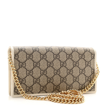 Gucci GG Supreme Monogram Azalea Calfskin Horsebit 1955 Wallet On Chain Beige Ebony Mystic White 3 of 10