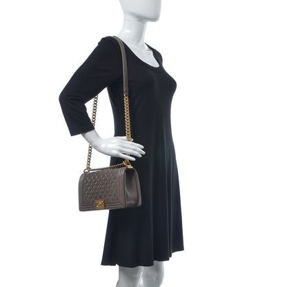 Chanel Caviar Quilted Medium Boy Flap Khaki 2 of 7