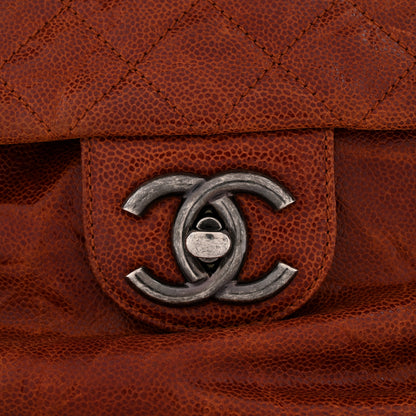 Chanel Crumpled Caviar Quilted Maxi Elastic Flap Light Brown 11 of 13