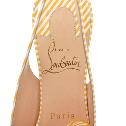 Christian Louboutin Patent Stripes Clare Nodo 80 Pumps 36 Banana White 7 of 8