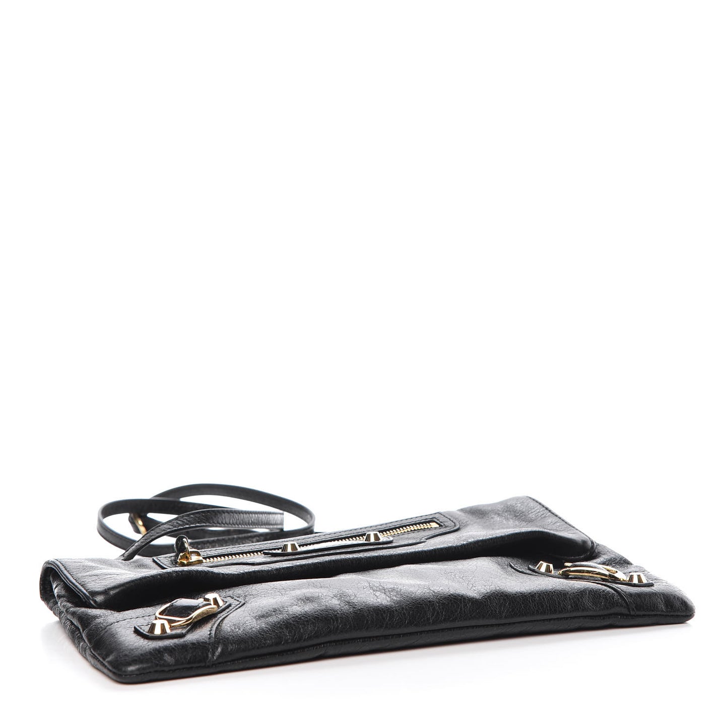 Agneau Classic Gold Hardware Envelope Clutch Black