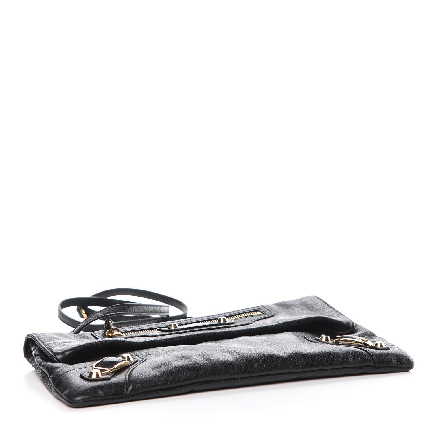 Balenciaga Agneau Classic Gold Hardware Envelope Clutch Black 4 of 12