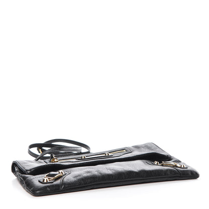 Balenciaga Agneau Classic Gold Hardware Envelope Clutch Black 4 of 12