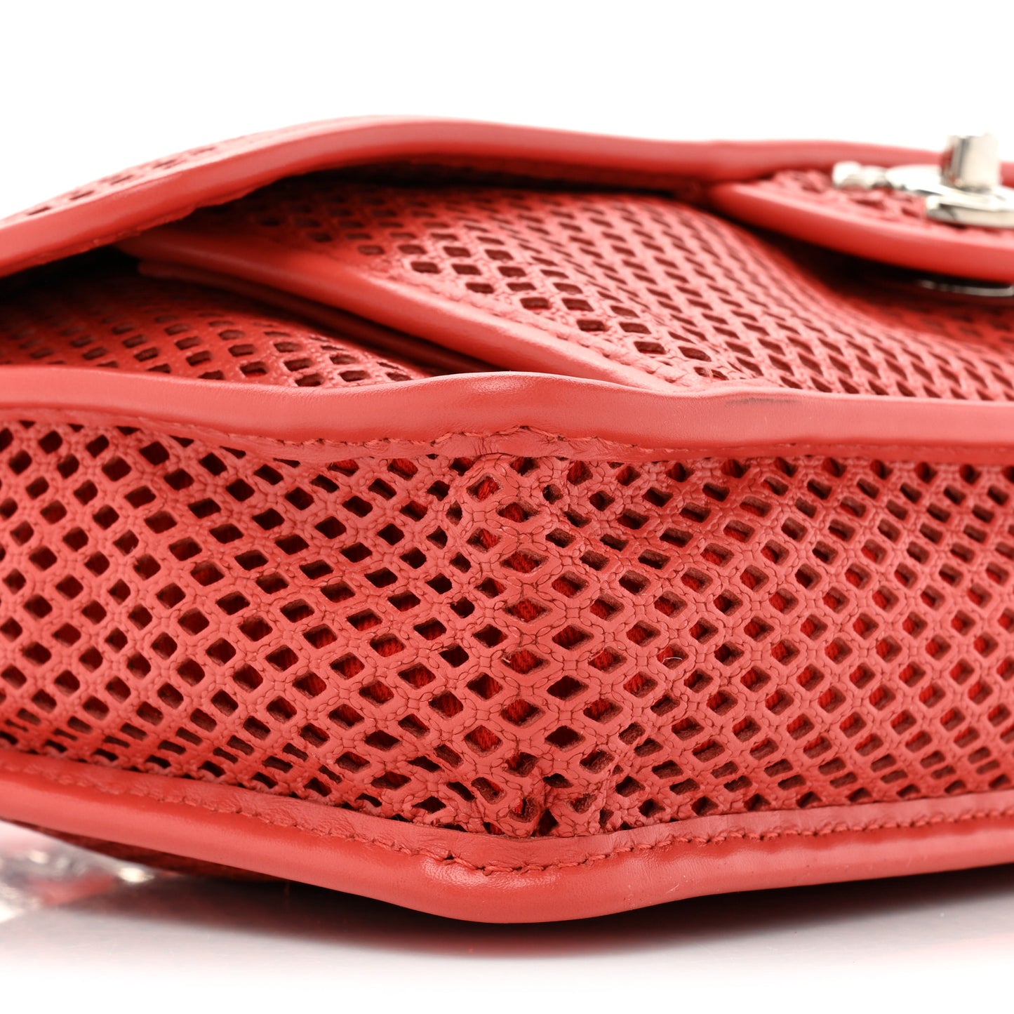 Perforated Calfskin Large Up In The Air Flap Red