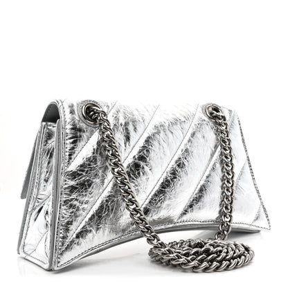 Balenciaga Crushed Calfskin Quilted Small Crush Chain Bag Silver 3 of 11