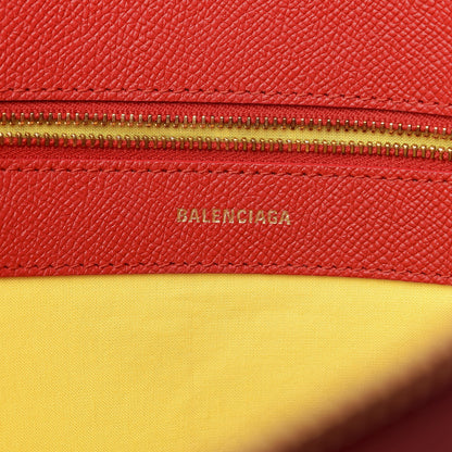 Balenciaga Signature Grained Calfskin Logo M Ville Top Handle Bag Rouge Coquelicot Black 9 of 12