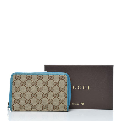 Gucci Monogram Dollar Calfskin Zip Around Compact Wallet Beige Ebony Deep Cobalt 12 of 12