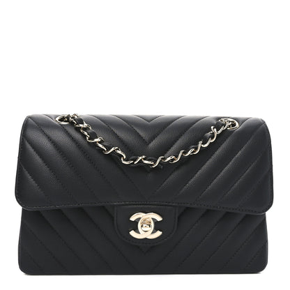 Chanel Caviar Chevron Quilted Small Double Flap Black 2 of 21