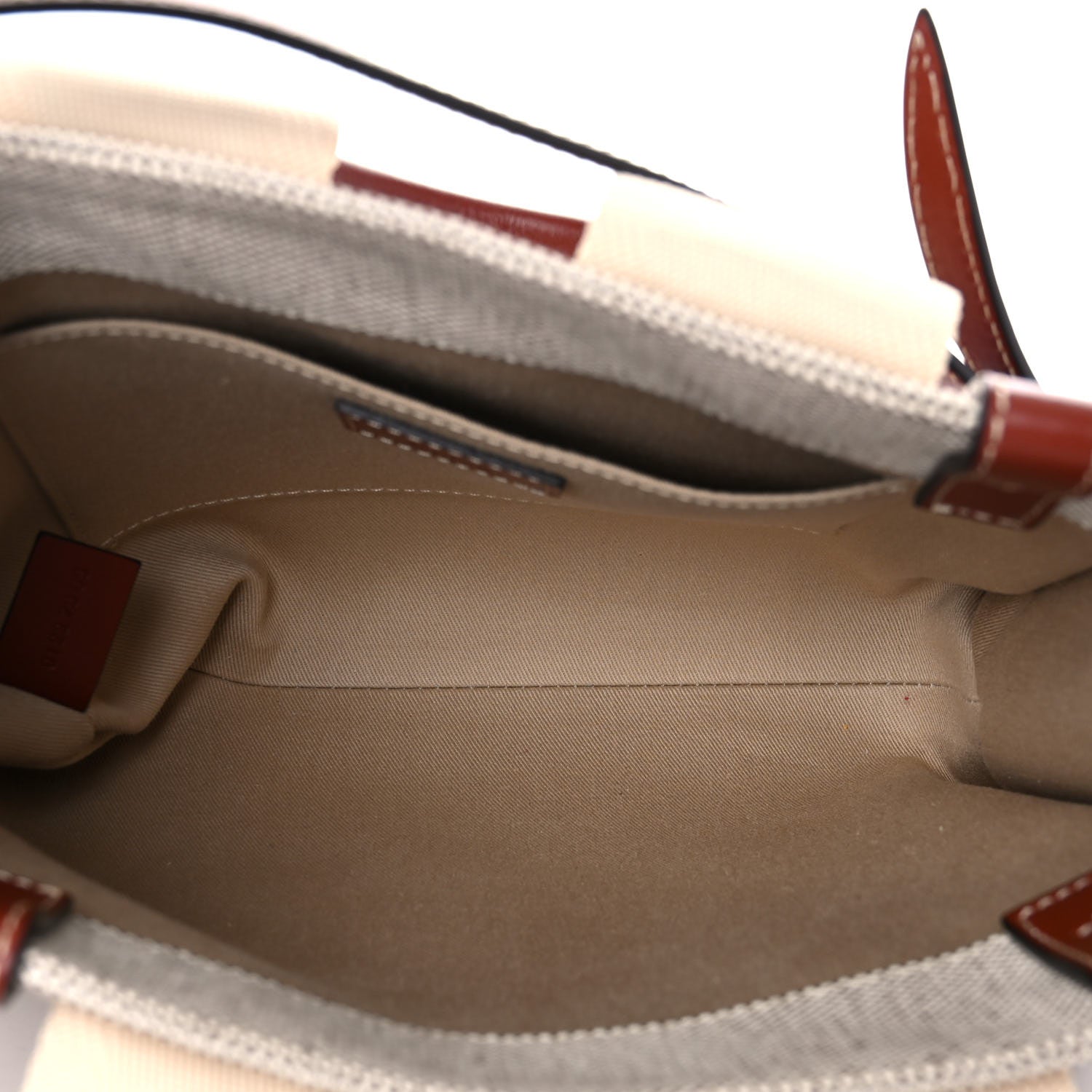 Chloe Cotton Calfskin Small Woody Ribbon Tote With Strap White Brown 8 of 20