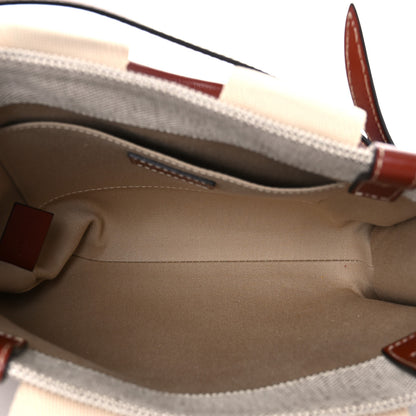 Chloe Cotton Calfskin Small Woody Ribbon Tote With Strap White Brown 8 of 20