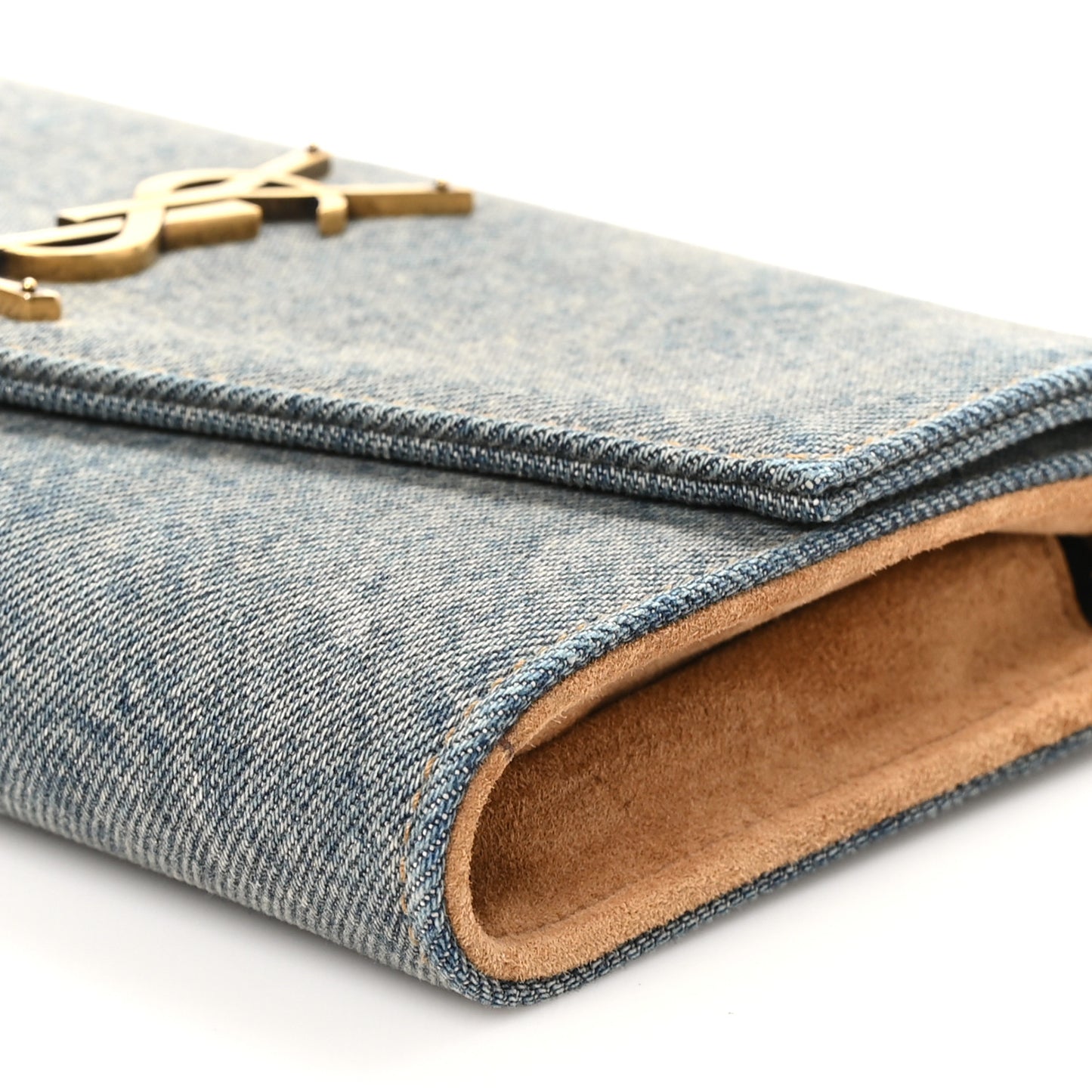 Denim Monogram Chain Wallet Rodeo Blue Cinnamon