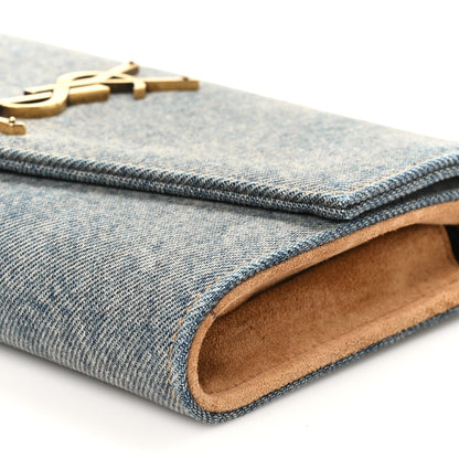 Saint Laurent Denim Monogram Chain Wallet Rodeo Blue Cinnamon 10 of 10