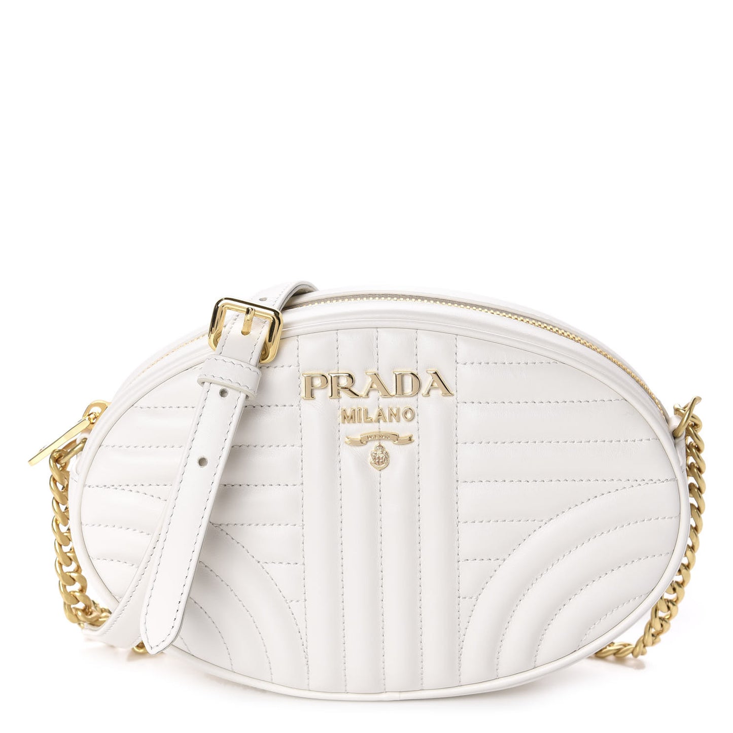 Soft Calfskin Impunture Diagramme Chain Crossbody White
