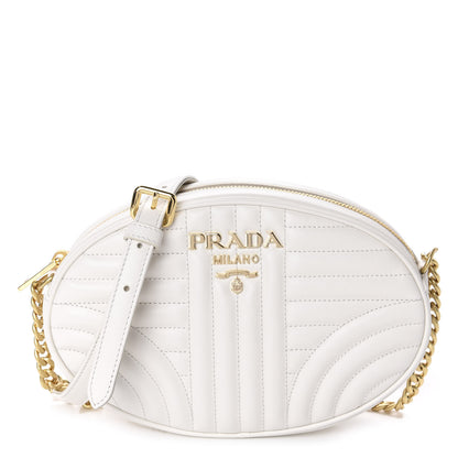Prada Soft Calfskin Impunture Diagramme Chain Crossbody White 1 of 9