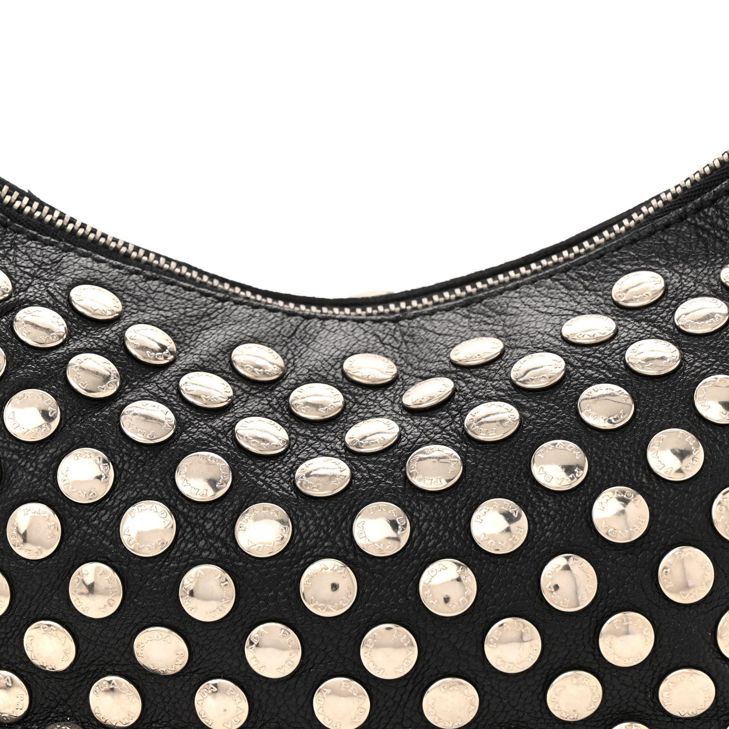 Prada Muflone Metal Studded Necessaire Shoulder Bag Black 7 of 12