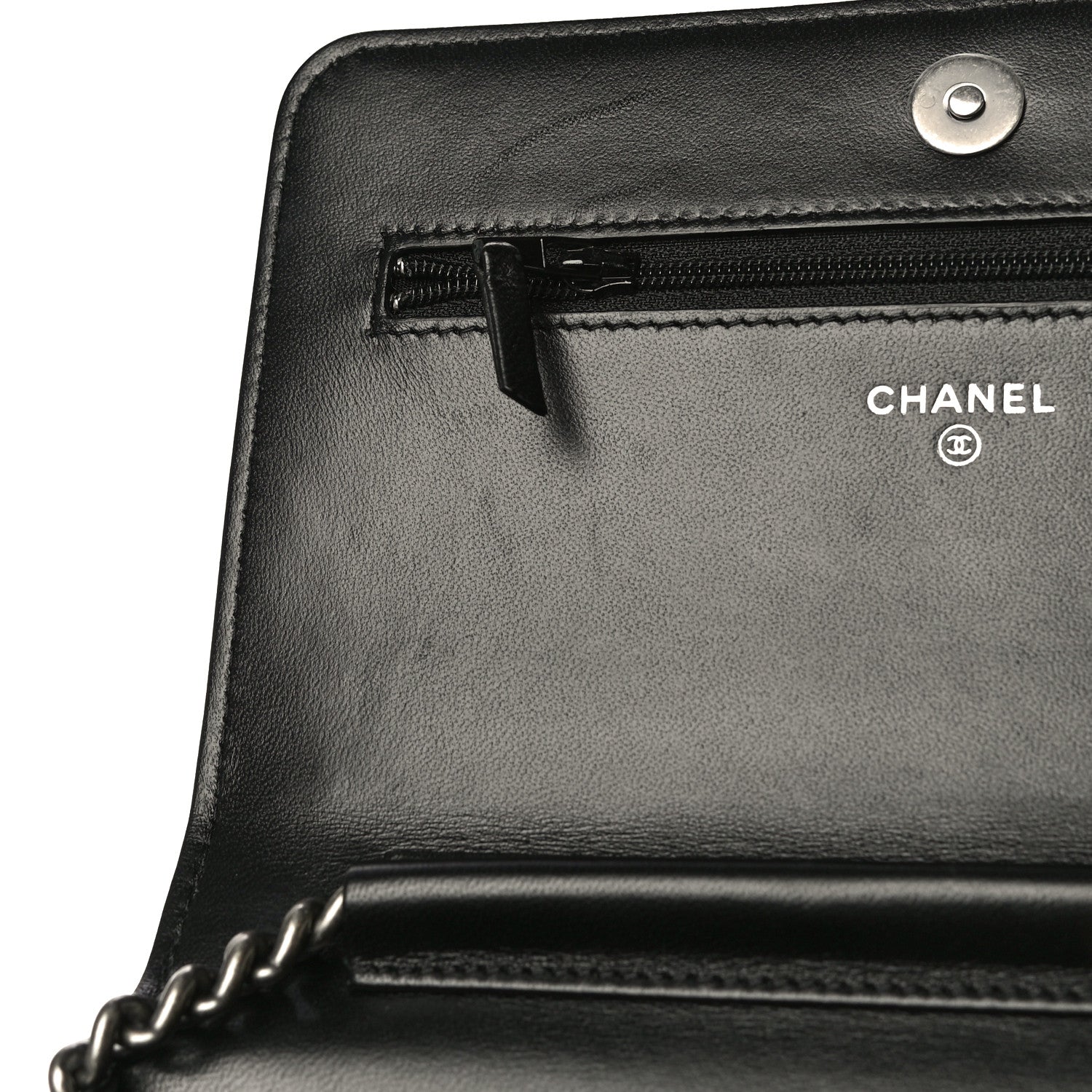 Chanel Lambskin Quilted Boy Wallet On Chain WOC Black 10 of 14