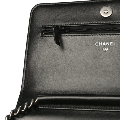 Chanel Lambskin Quilted Boy Wallet On Chain WOC Black 10 of 14