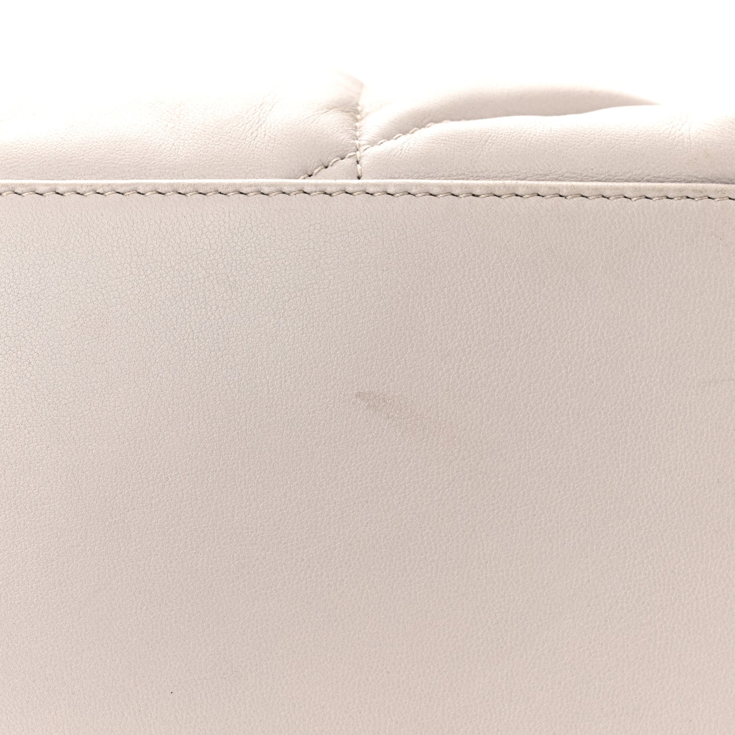 Lambskin Quilted Medium Loulou Puffer Monogram Chain Satchel Blanc Vintage