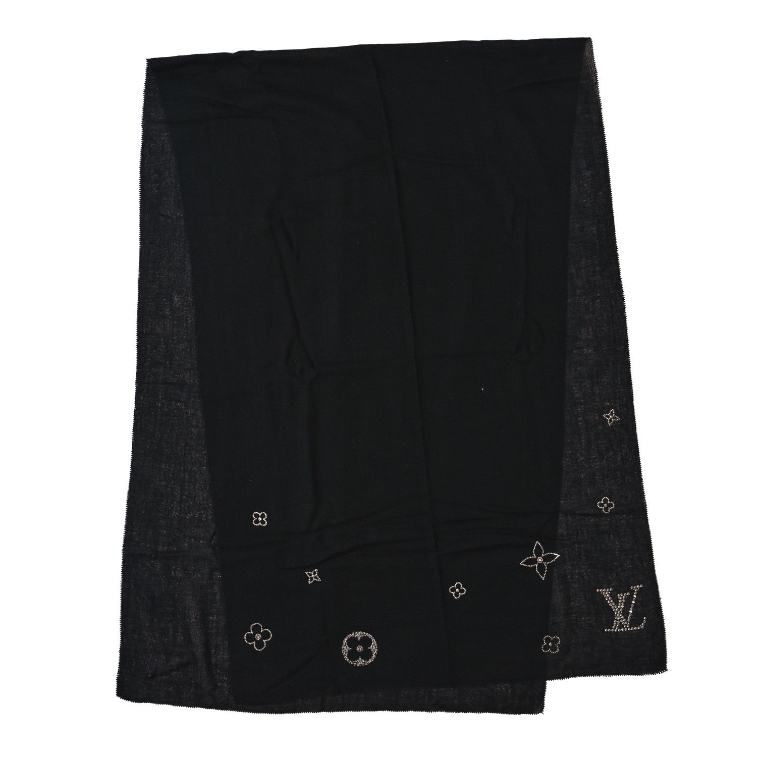 Louis Vuitton Cashmere Swarovski Crystal Monte Carlo Stole Black 2 of 3