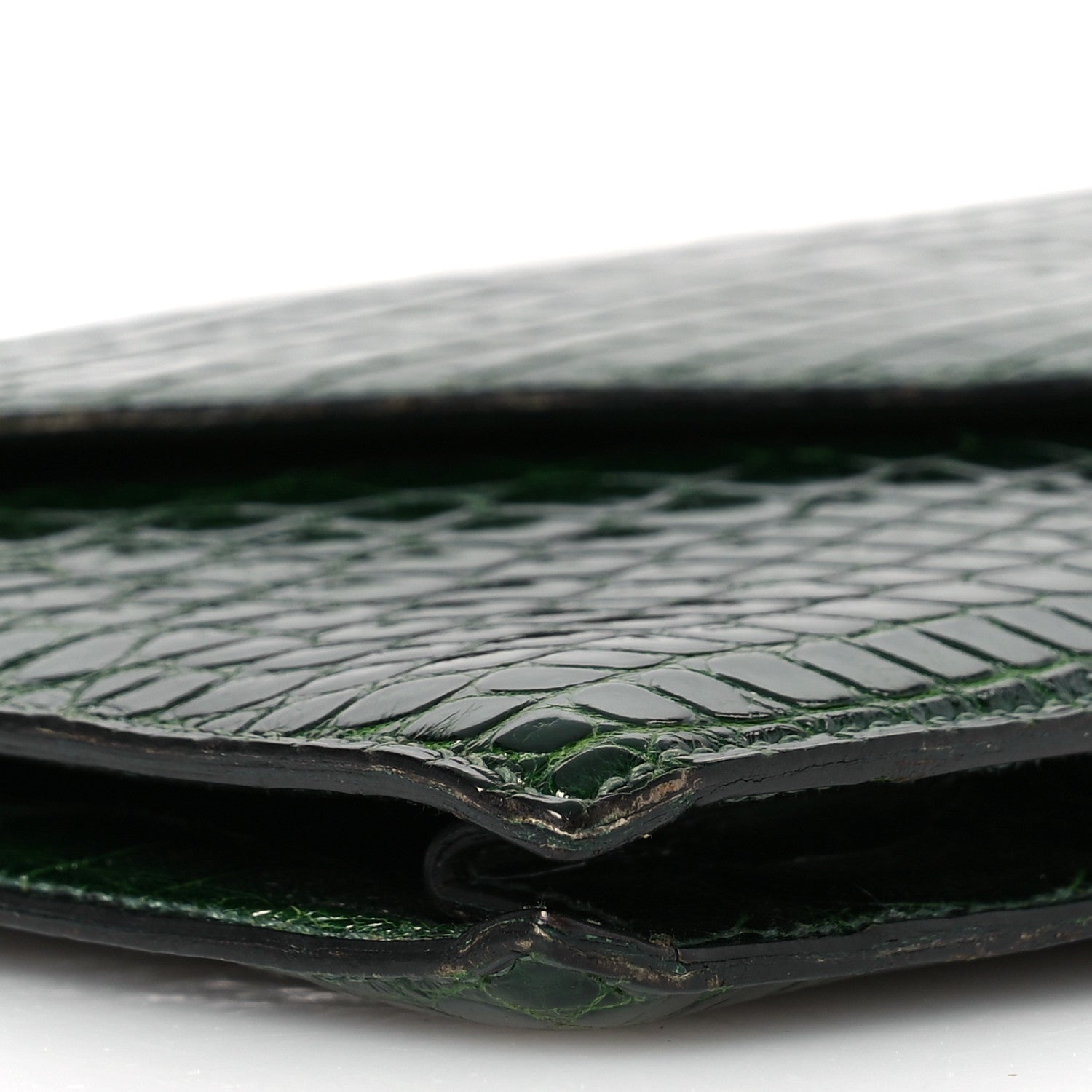 Hermes Shiny Porosus Crocodile Lydie Clutch Vert Fonce 11 of 18