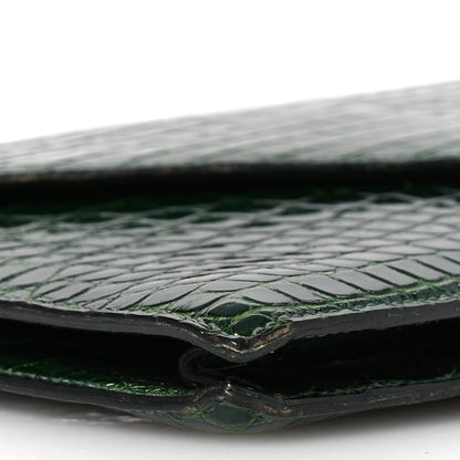 Hermes Shiny Porosus Crocodile Lydie Clutch Vert Fonce 11 of 18