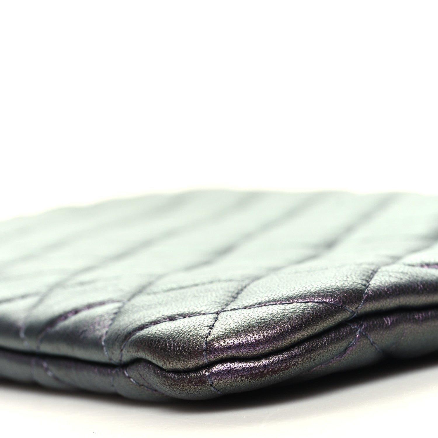 Chanel Iridescent Lambskin Quilted Large Cosmetic Case Purple Purple 10 of 11