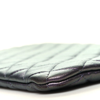 Chanel Iridescent Lambskin Quilted Large Cosmetic Case Purple Purple 10 of 11