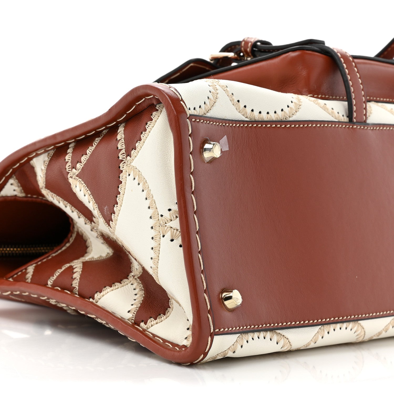 Chloe Nappa Shiny Calfskin Scallop Patchwork Medium Edith Day Bag Sepia Brown 9 of 11