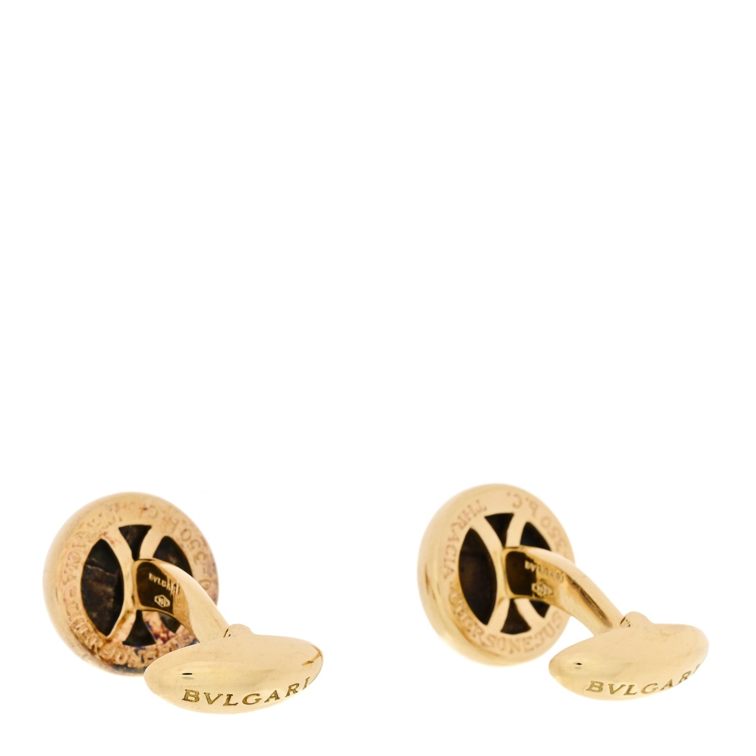 Bulgari 18K Yellow Gold Ancient Coin Cufflinks 3 of 6