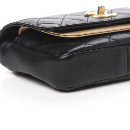 Chanel Lambskin Quilted Camellia Flower Waist Flap Black 9 of 11