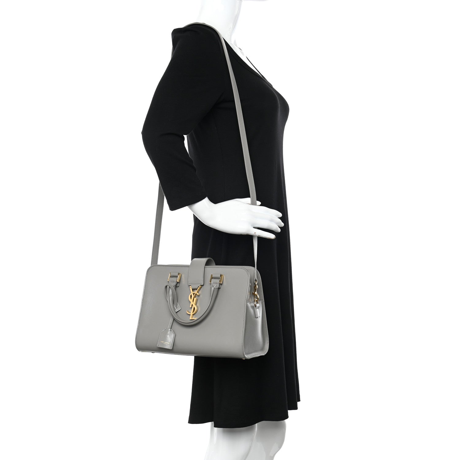 Saint Laurent Calfskin Monogram Baby Cabas Fog 2 of 12