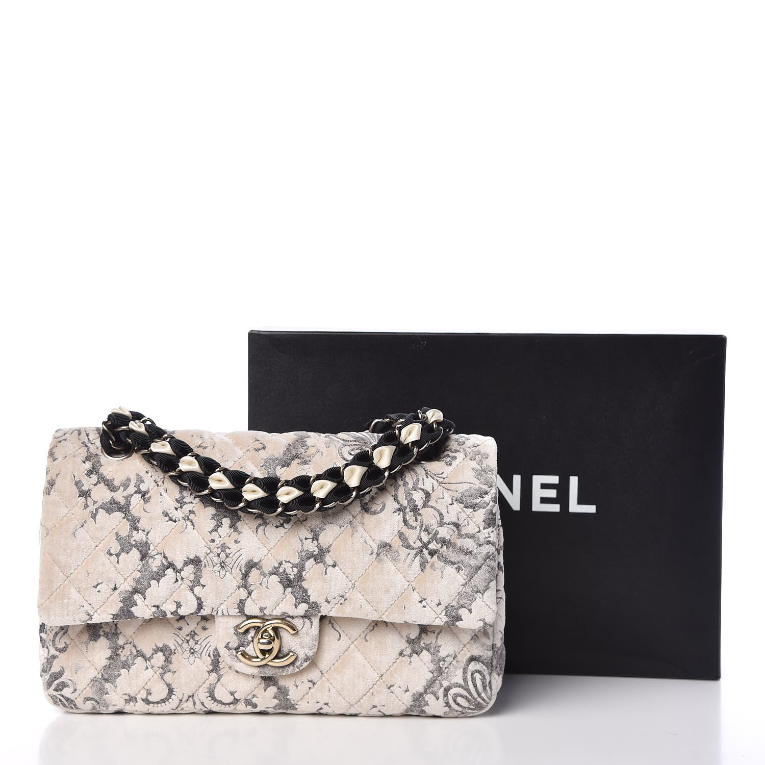 Chanel Burnout Velvet Double Flap White Black 11 of 11