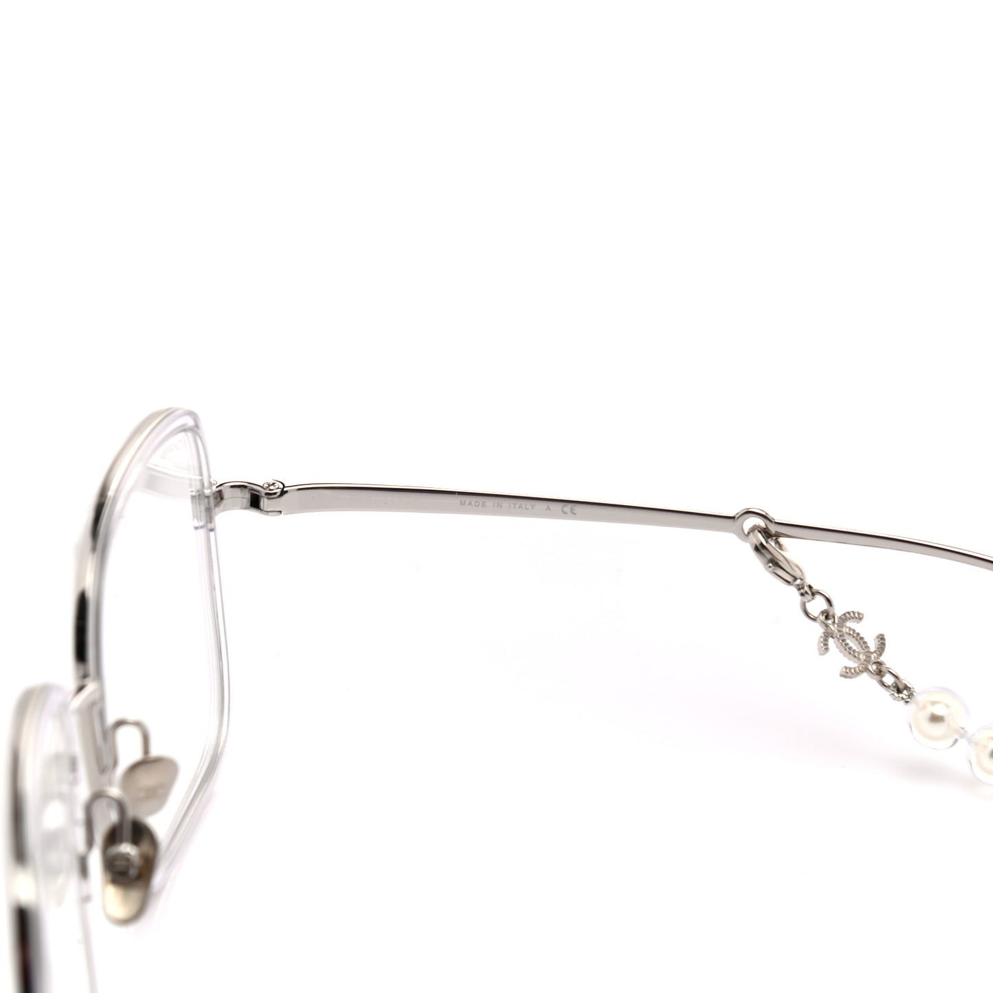 Metal Removable Pearl Chain Square Eyeglasses 2195-S Silver