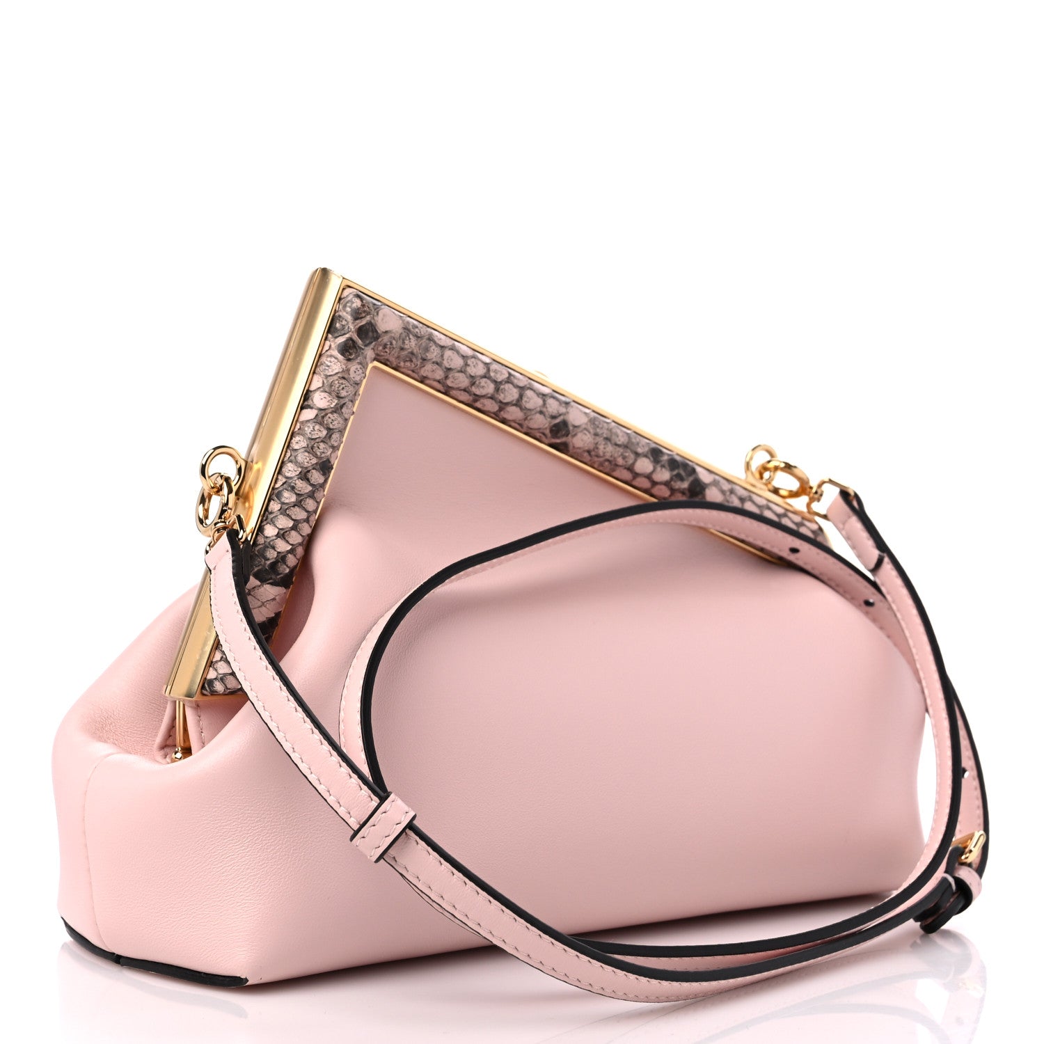 Fendi Shiny Nappa Snakeskin Small Fendi First Rosa Confetto Cipria 3 of 9