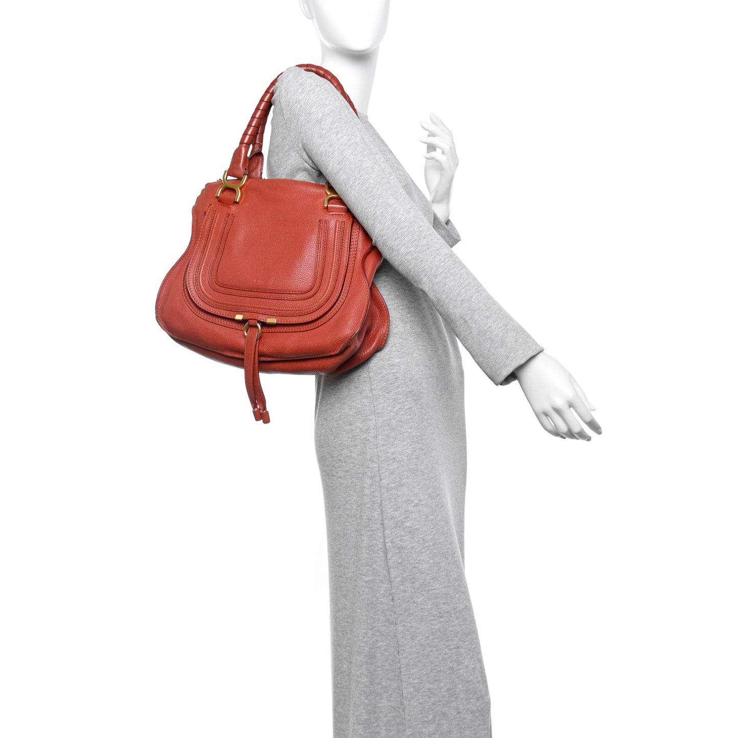 Calfskin Large Marcie Satchel Maple Leaf