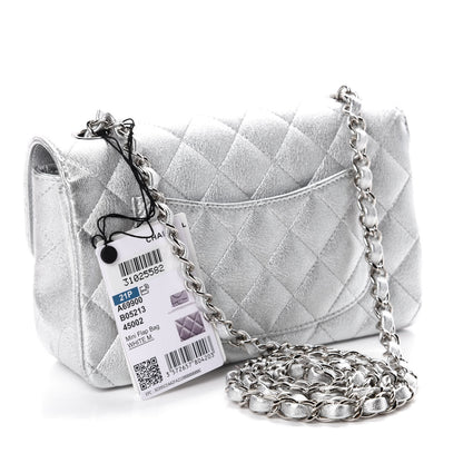 Chanel Metallic Lambskin Quilted Mini Rectangular Flap Silver 3 of 11