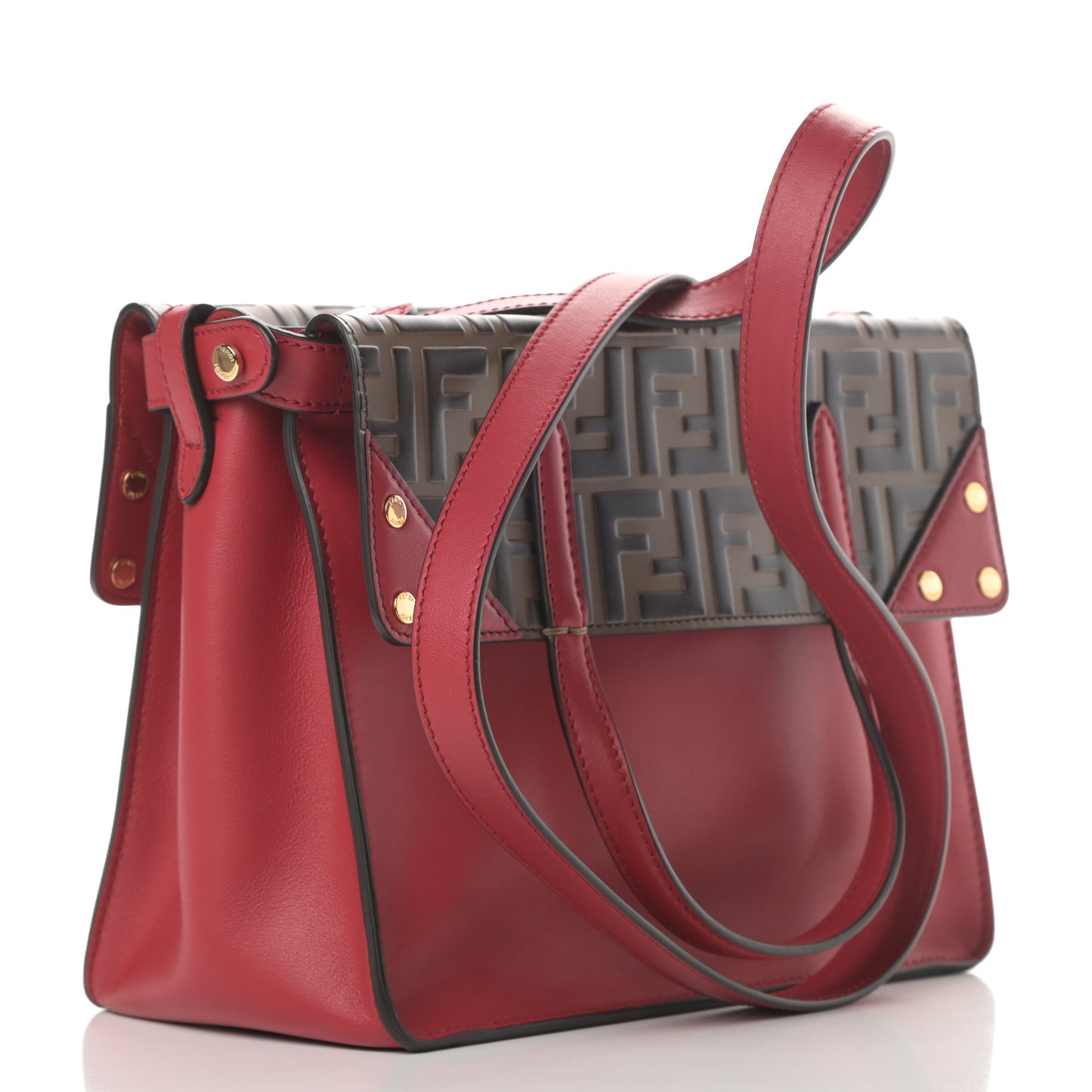 Vitello Grace Bi-Color FF 1974 Embossed Flip Tote Fragola Maya Black