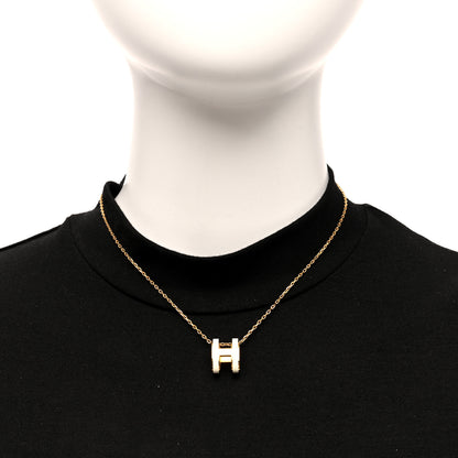Hermes Lacquered Gold Pop H Pendant Necklace White 2 of 6
