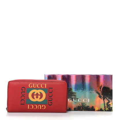 Gucci Cripto Calfskin Interlocking G Logo Zip Around Wallet Hibiscus Red Giallo Black Green Red 8 of 8