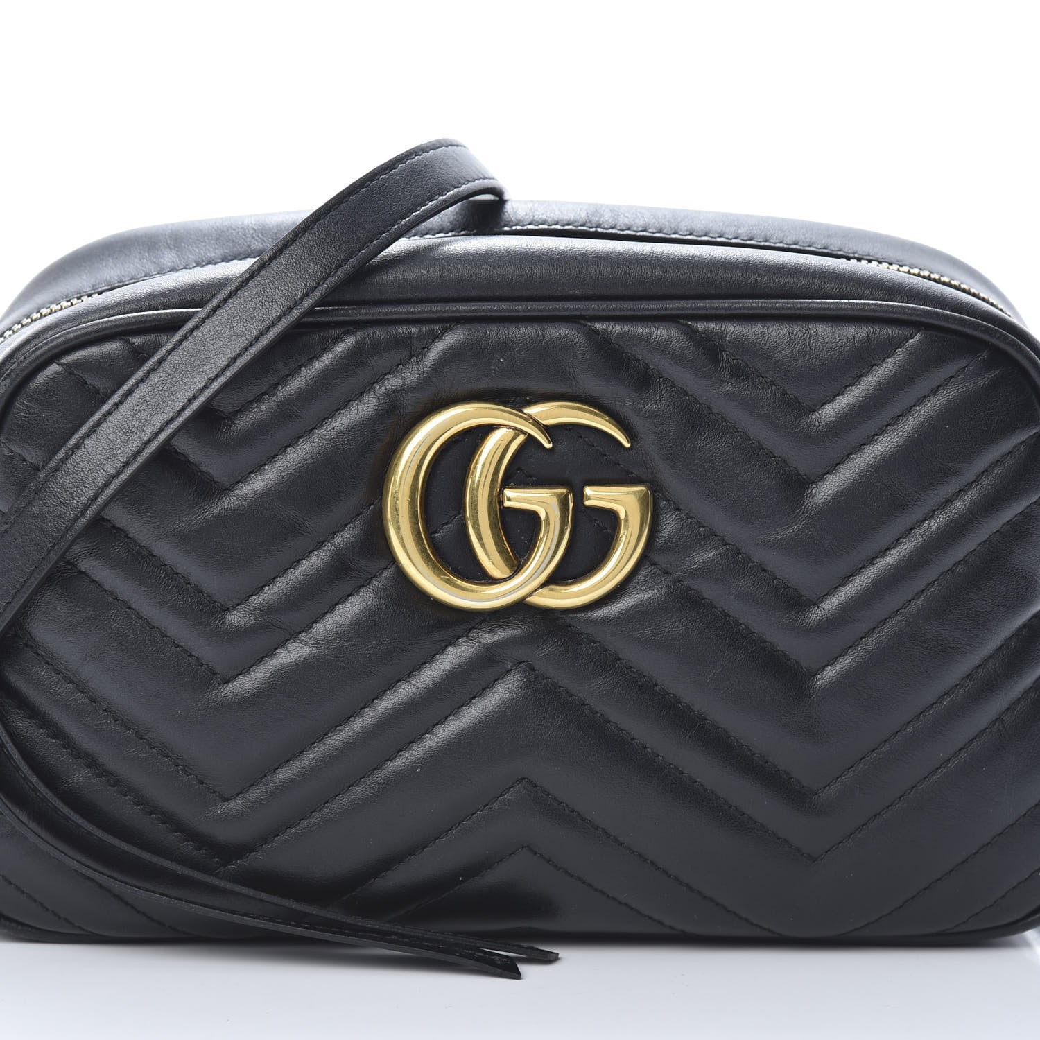 Gucci Calfskin Matelasse Small GG Marmont Chain Shoulder Bag Black 8 of 17