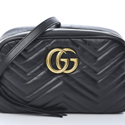 Gucci Calfskin Matelasse Small GG Marmont Chain Shoulder Bag Black 8 of 17