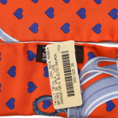 Hermes Silk Brides de Gala Love Twilly Orange Gris Bleuete Saumon 5 of 5