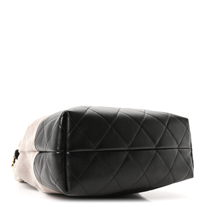 Chanel Suede Calfskin Shiny Lambskin Quilted Coco Base Shopping Bag Grey Black 4 of 11
