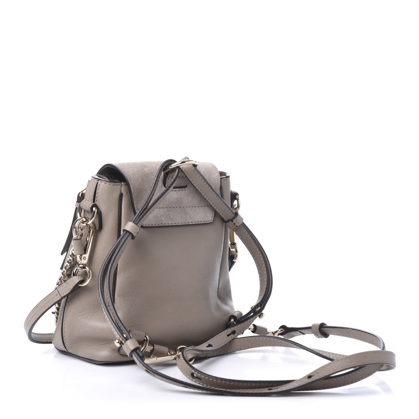 Suede Calfskin Mini Faye Backpack Motty Grey