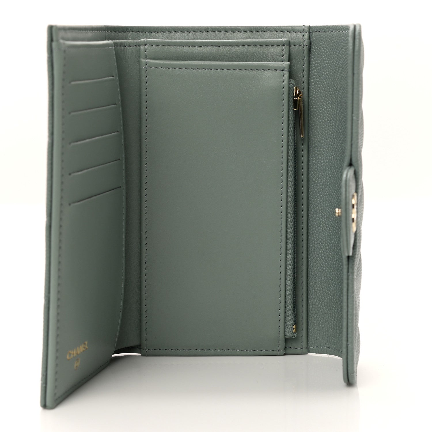 Chanel Caviar Quilted Medium Flap Wallet Dark Green 5 of 9