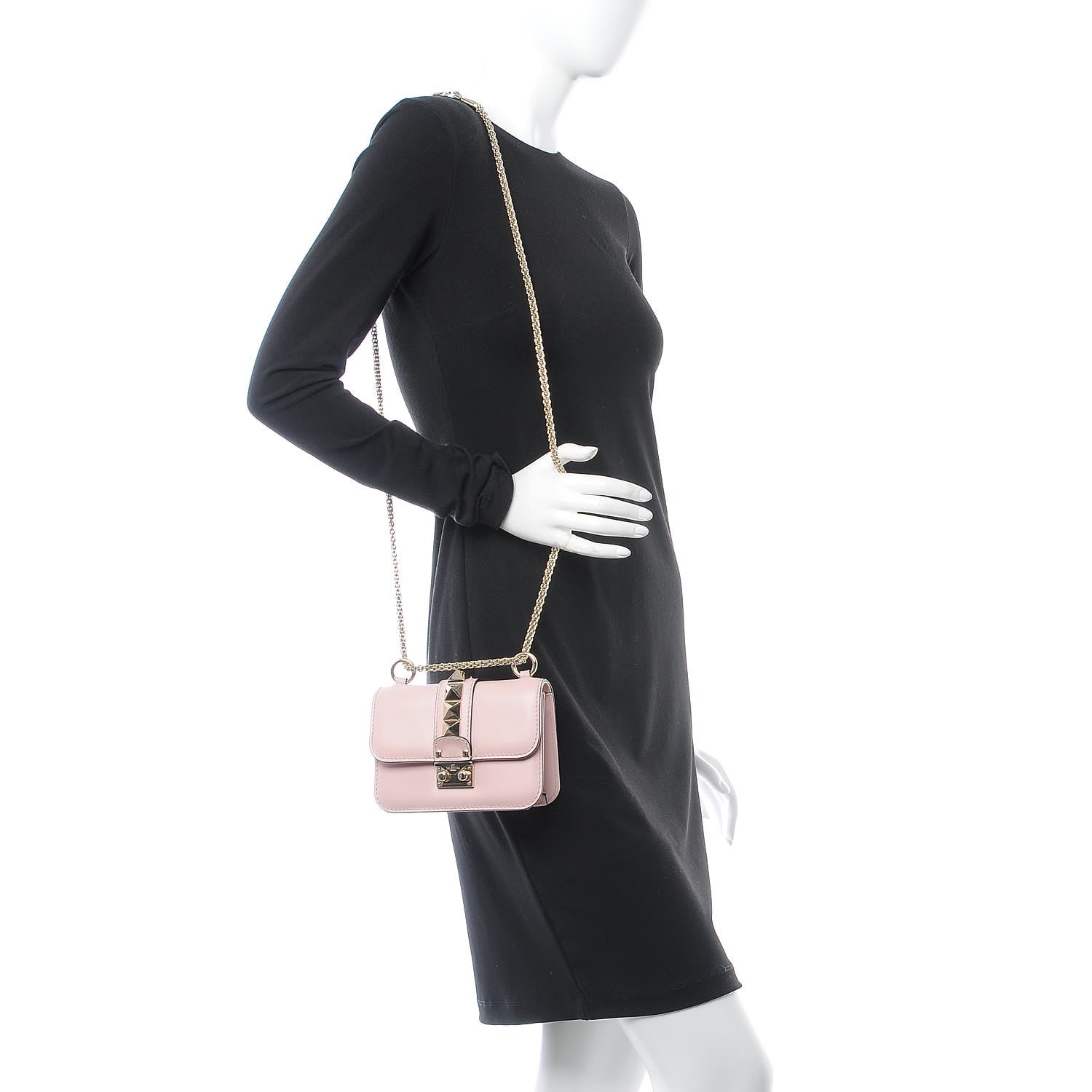Valentino Garavani Vitello Mini Glam Lock Rockstud Flap Water Rose 2 of 6