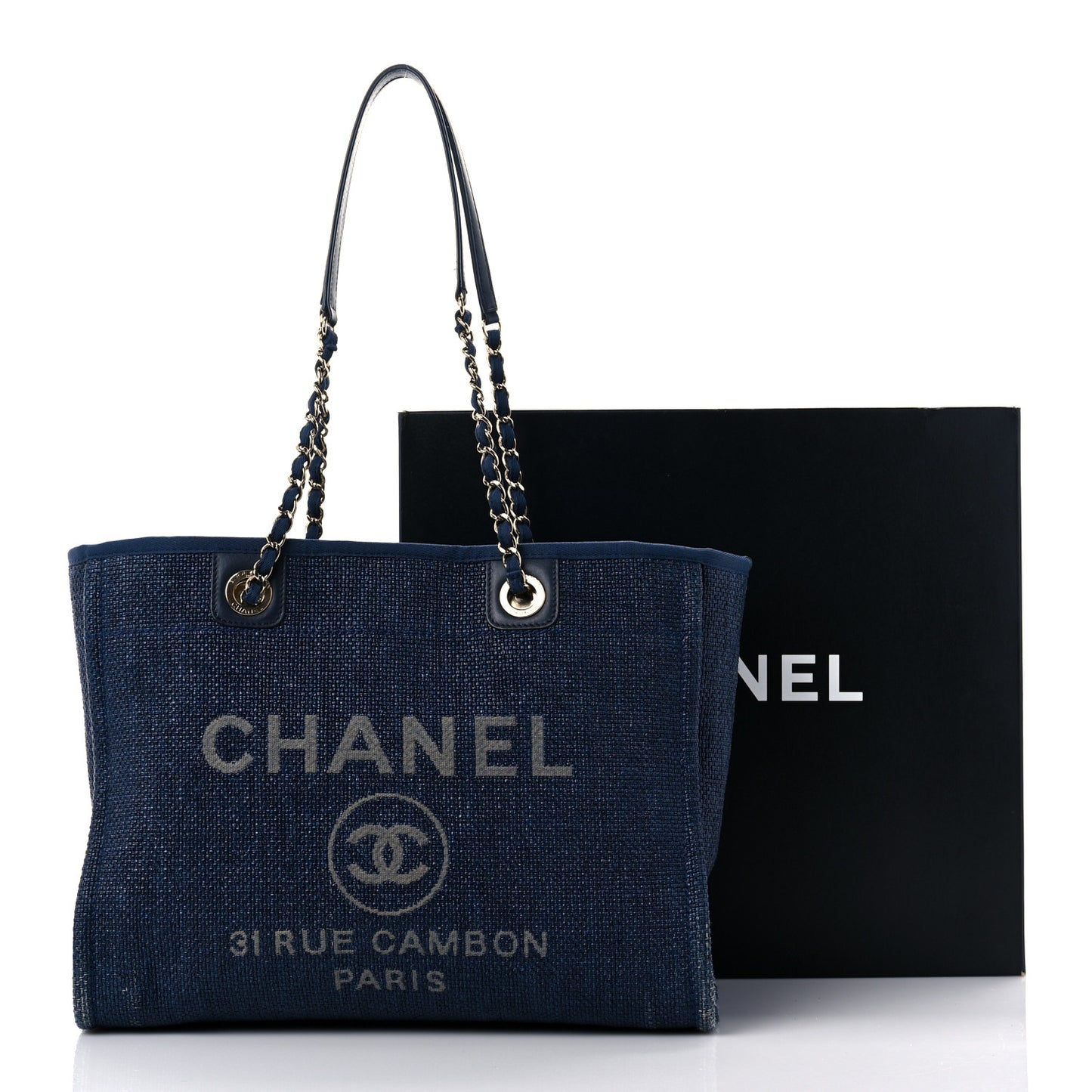 Woven Straw Raffia Small Deauville Tote Blue